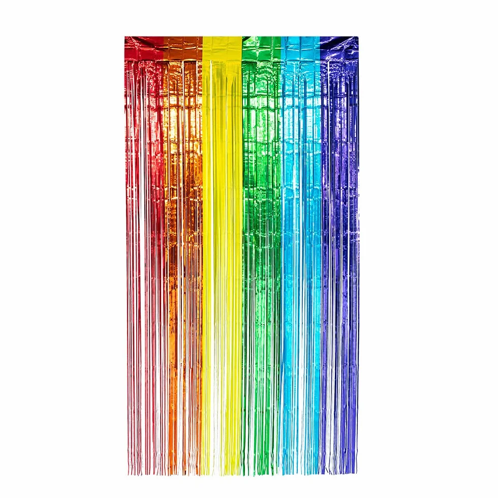 Boland Rideau de film plastique arc-en-ciel 200 x 100 cm décoration de fête carnaval anniversaire