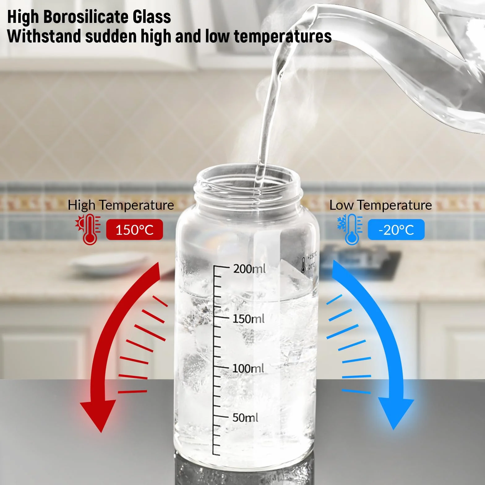 Salière et poivrière en verre borosilicaté avec couvercle acier inoxydable 200 ml