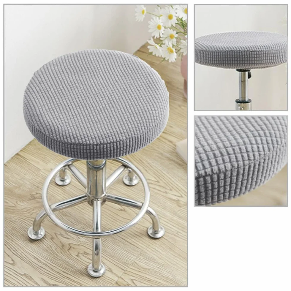 Lot de 2 housses de tabouret rondes élastiques lavables pour tabouret pivotant 30-40 cm Gris