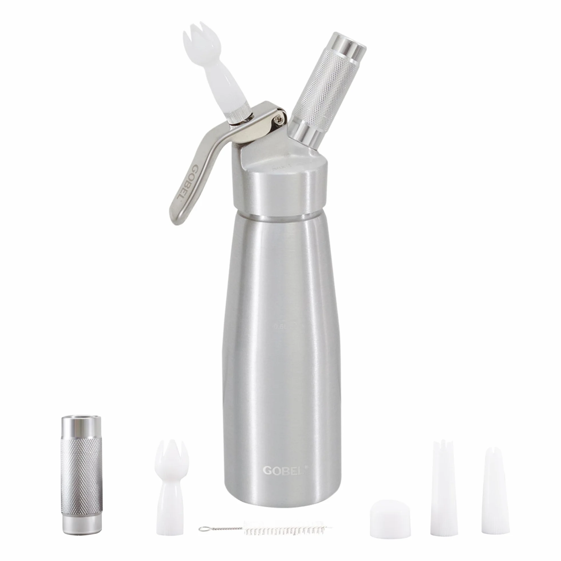 Siphon Chantilly 500 ml Aluminium Crème Chantilly Espumas Mousses 3 Douilles Brosse Professionnel Chaud/Froid Revêtement Antiadhérent