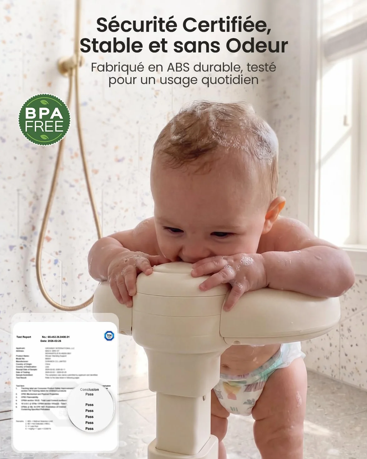 Support Baignoire Bébé Pliable Réglable 6 Mois Base Antidérapante