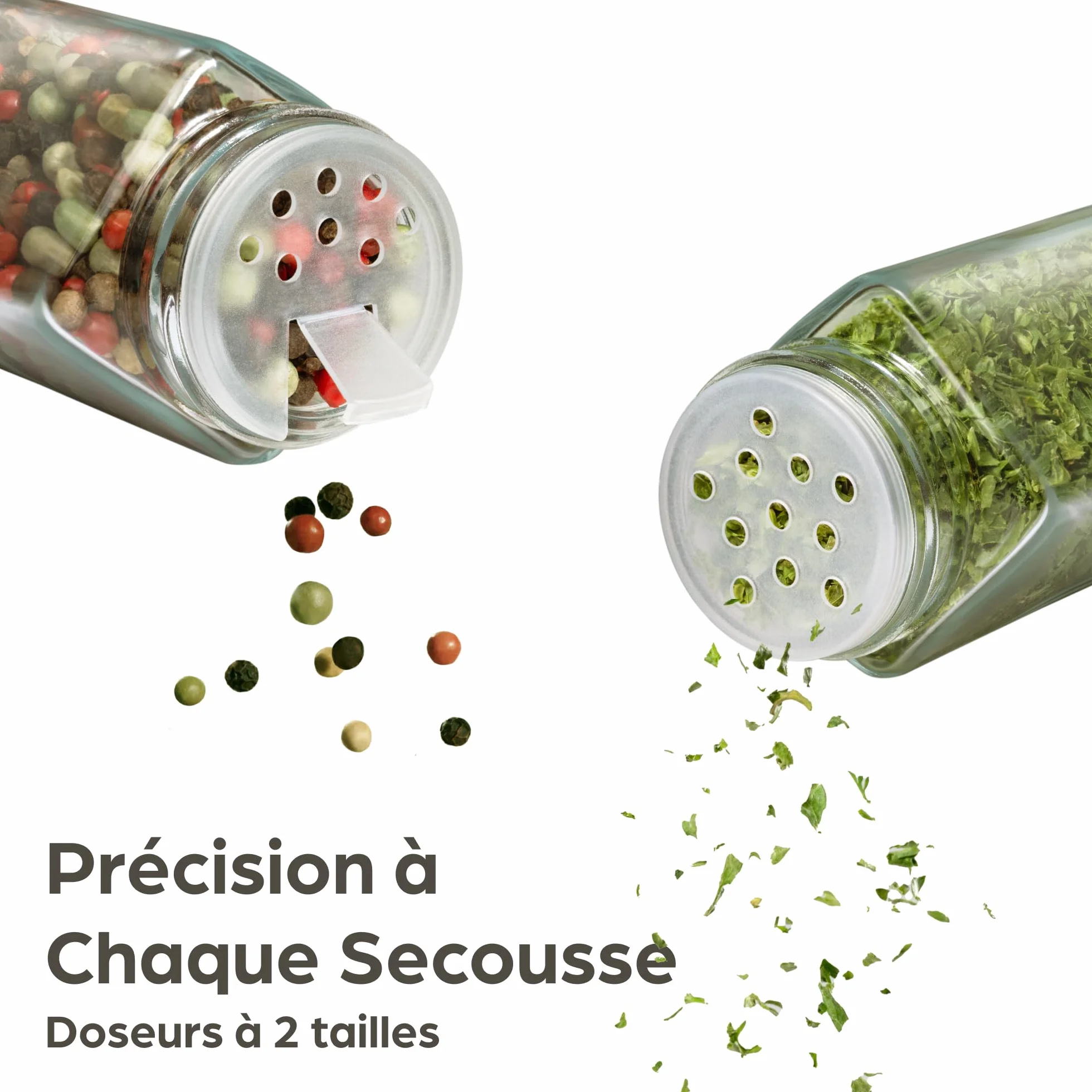 Pot à Épices avec Étiquettes Réutilisables - Lot de 12 x 120ml - Hermétiques - Inclus Brosse de Nettoyage & Cuillère en Bois