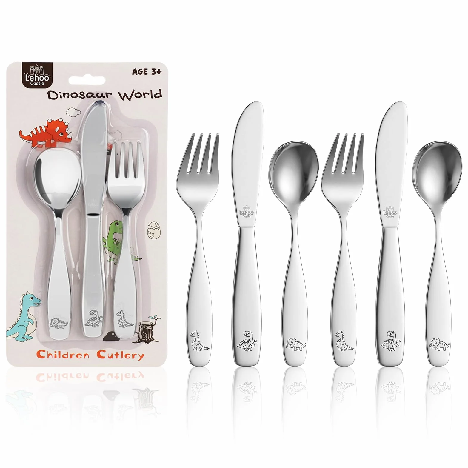Lehoo Castle Couvert Enfant Inox 6 PCS Set Bebe 3+ Ans