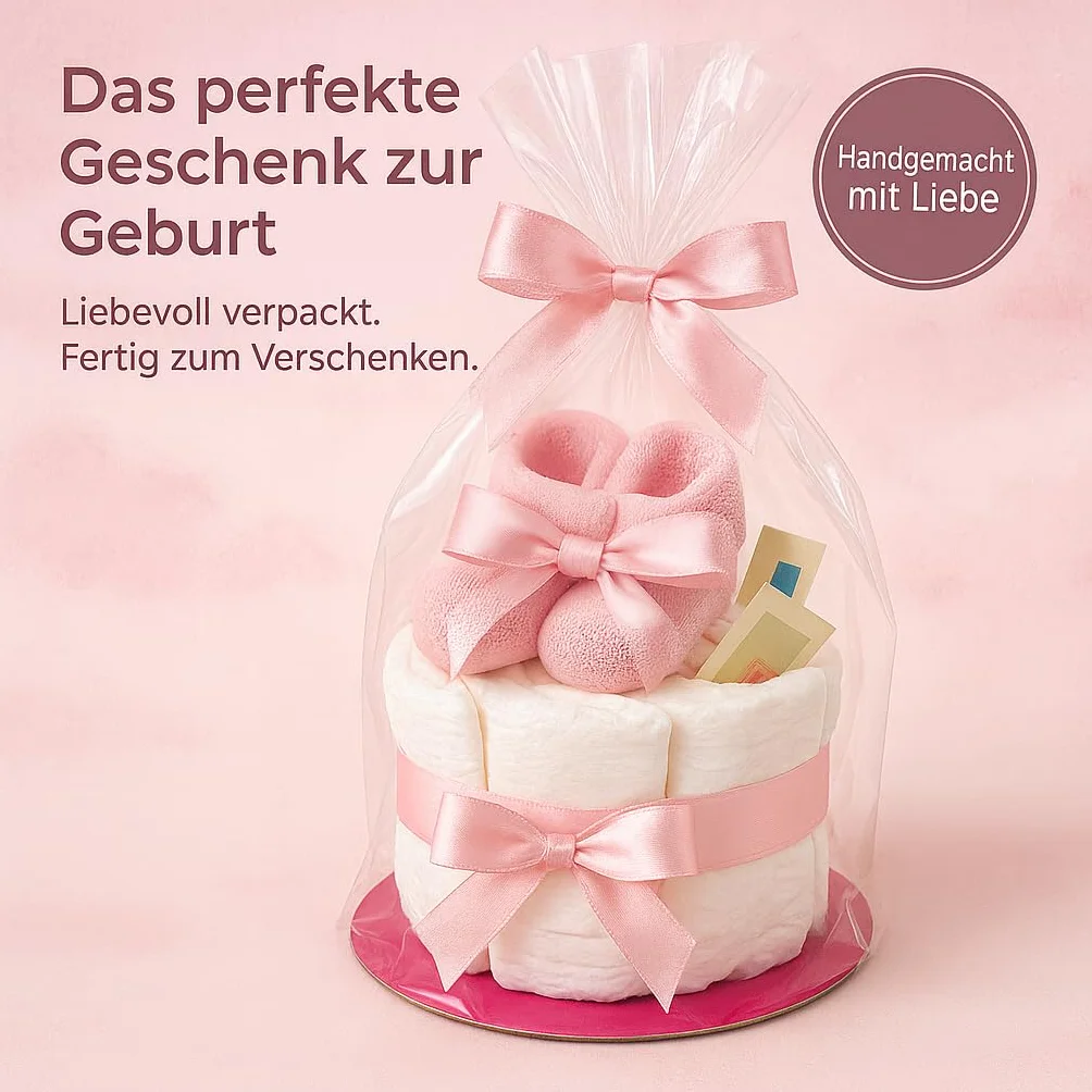 Gâteau de couches Homery pour fille rose 11 pièces avec chaussettes cadeau de naissance
