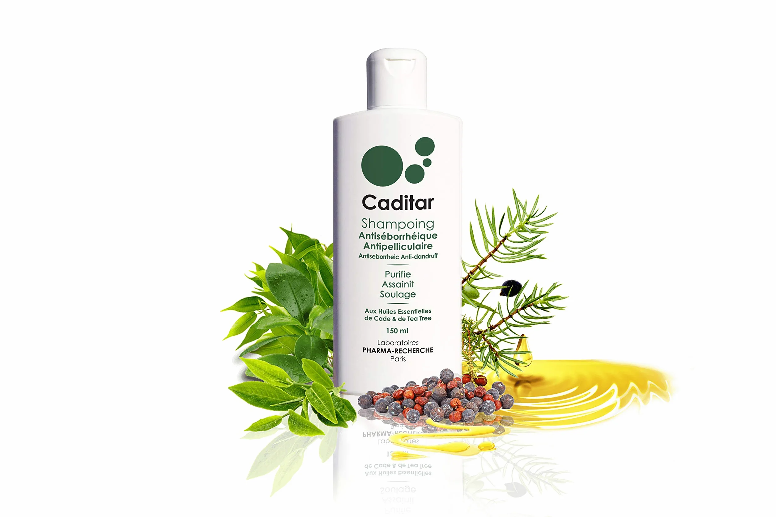 Caditar Antiséborrhéique Shampoing Assainissant 150ml Sans Parabène Sans Silicone Fabriqué en France