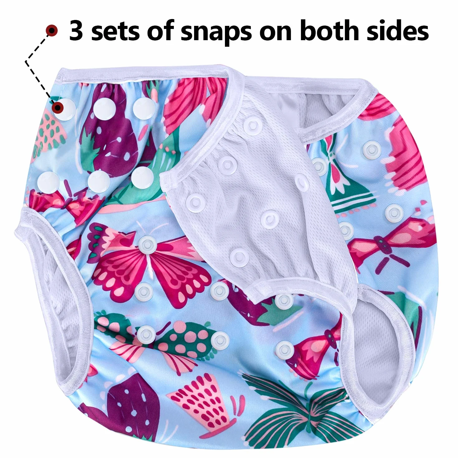 Luxja Couches de Bain Bébé Maillot de Bain 2PCS Lavable Réutilisable Ajustable 0-3 Ans Flamingo Papillon