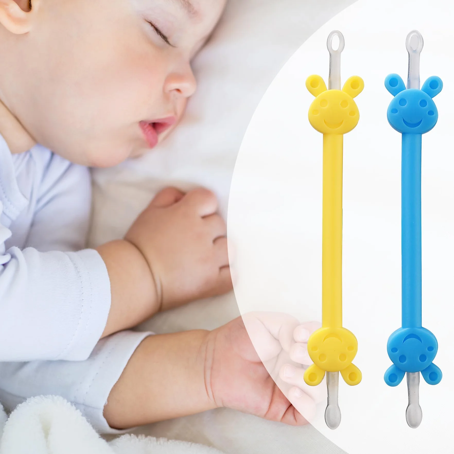 Nettoyeurs de nez bébé silicone sans BPA lot de 2 outil retrait cérumen nouveau-nés nourrissons