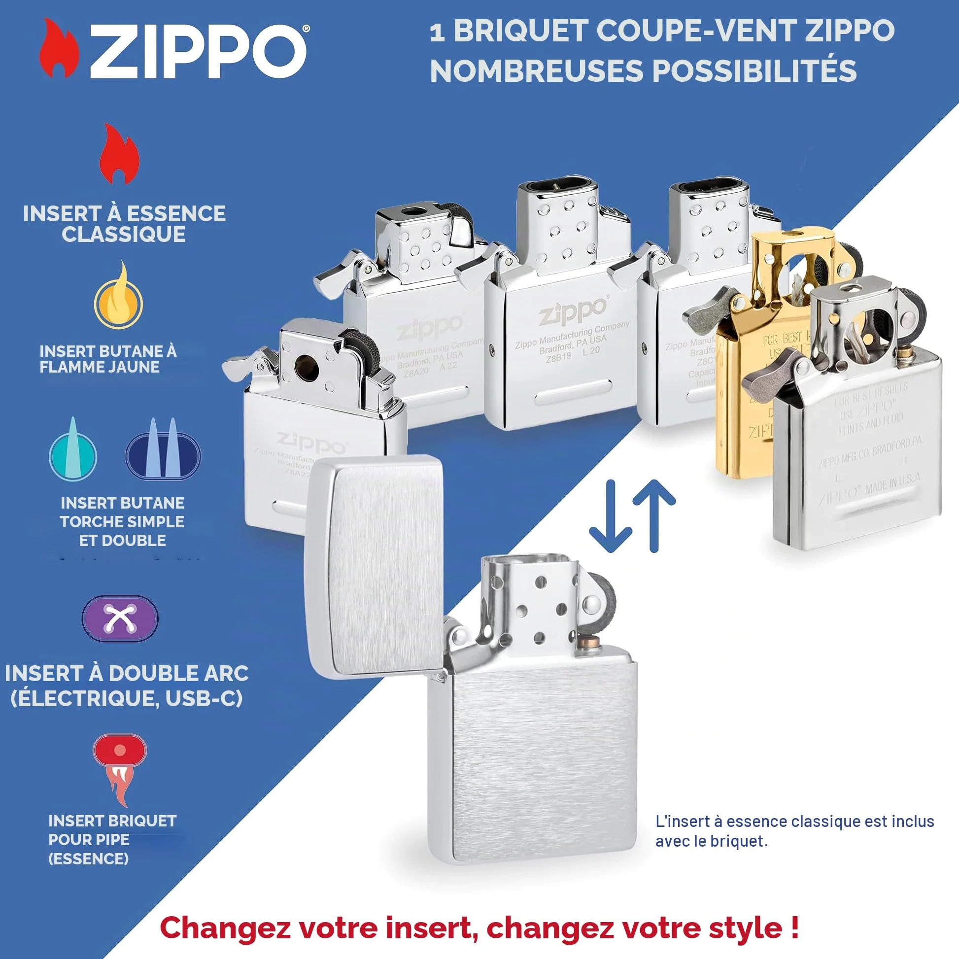 Zippo Briquet Tempête - Modèle Vénitien - Finition Laiton Poli Brillant - Lustre - Rechargeable - Réutilisable - Design Coupe-Vent - Coffret Cadeau - Fabriqué aux États-Unis