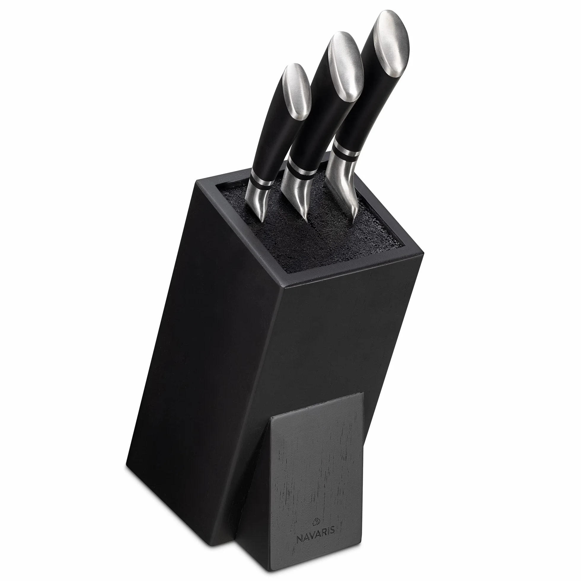 Navaris Bloc Couteau Bois Acacia 25x15x10,5 cm Vide Tiges Plastique