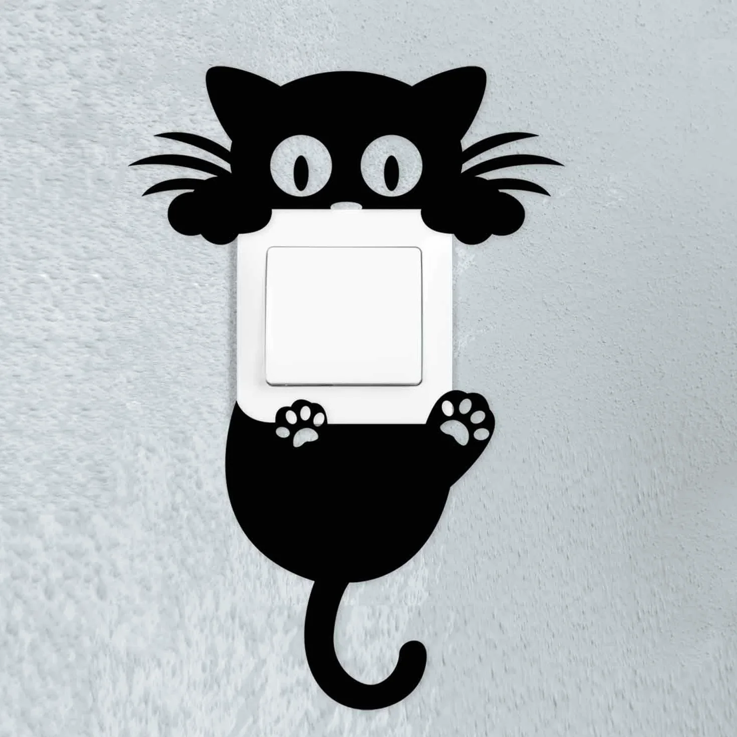 Sticker mural motif chat pour interrupteur et prise noir chat dv_757