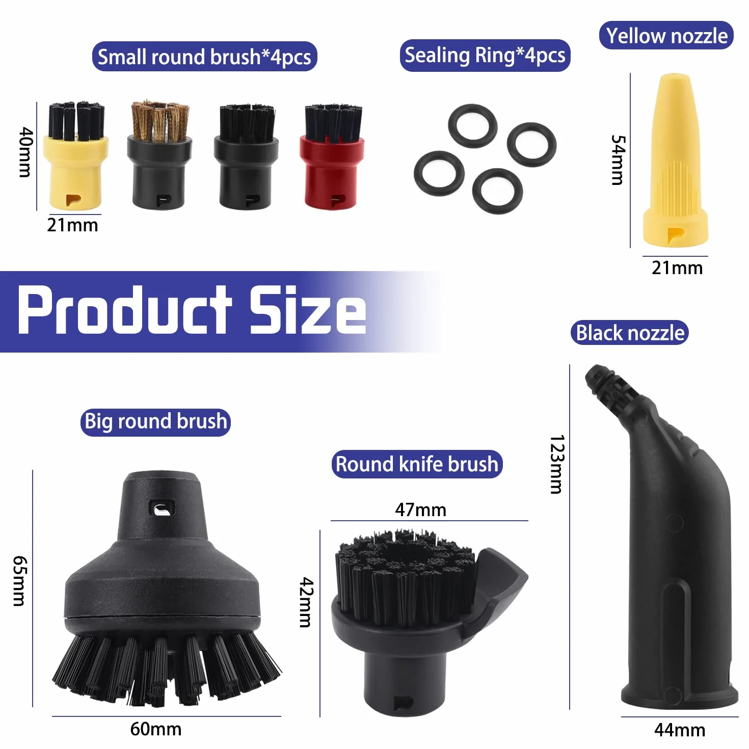 Accessoires Nettoyeur Vapeur Kärcher SC1 SC2 SC3 SC4 SC5, Brosse Ronde, Buse Rallongée Noire