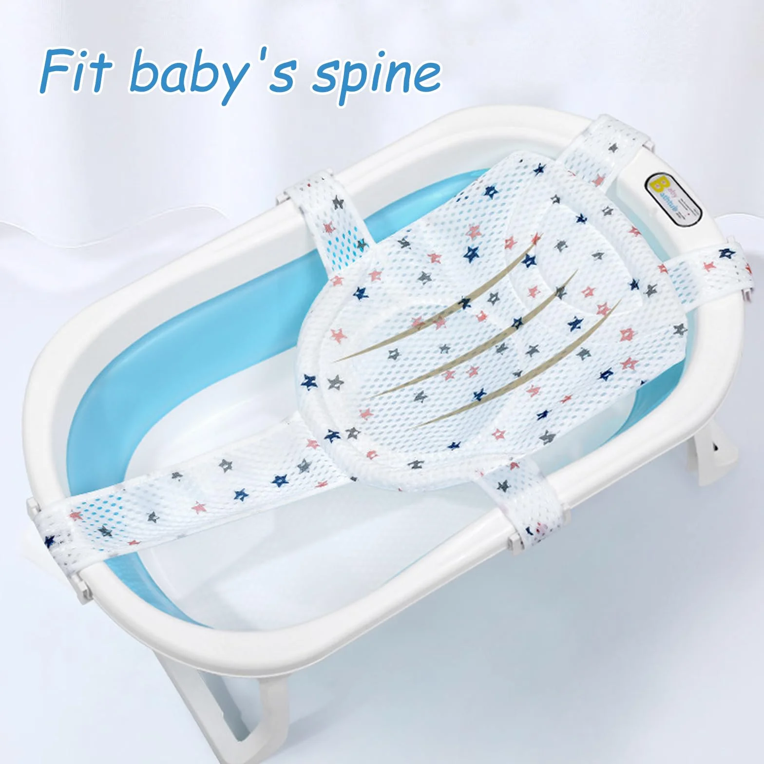 Hamac Antidérapant pour Bain Bébé Transat Pliable en Maille 0-36 Mois