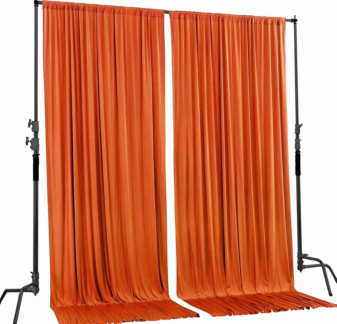 AK TRADING CO. Lot de 2 Rideaux de Fond en Polyester avec Passe-Tringle – Rideaux pour cérémonie de Mariage, fête, décoration de fenêtre – Orange (DRAPE13,7 x 20,3 cm)