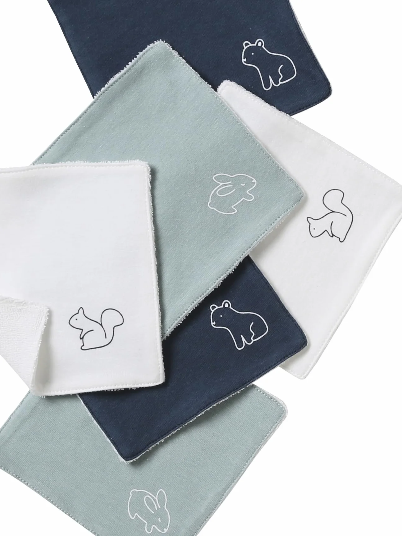 VERTBAUDET Lot de 6 lingettes lavables bleu grisé