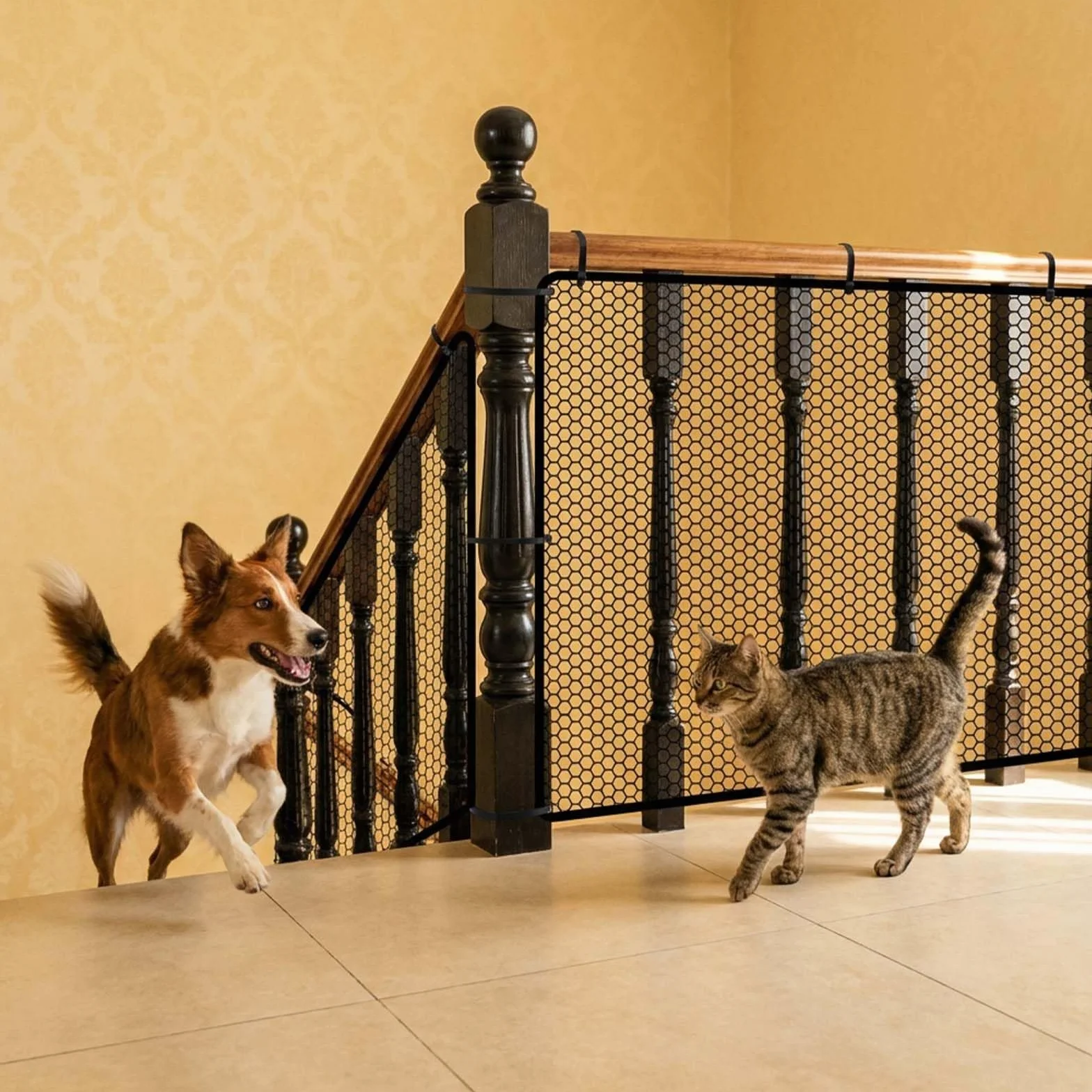 Filet Sécurité Escalier Enfant 300x78 cm, Filet Protection Balcon avec 15 Sangles 25 Cordes Nylon, Découpable Noir