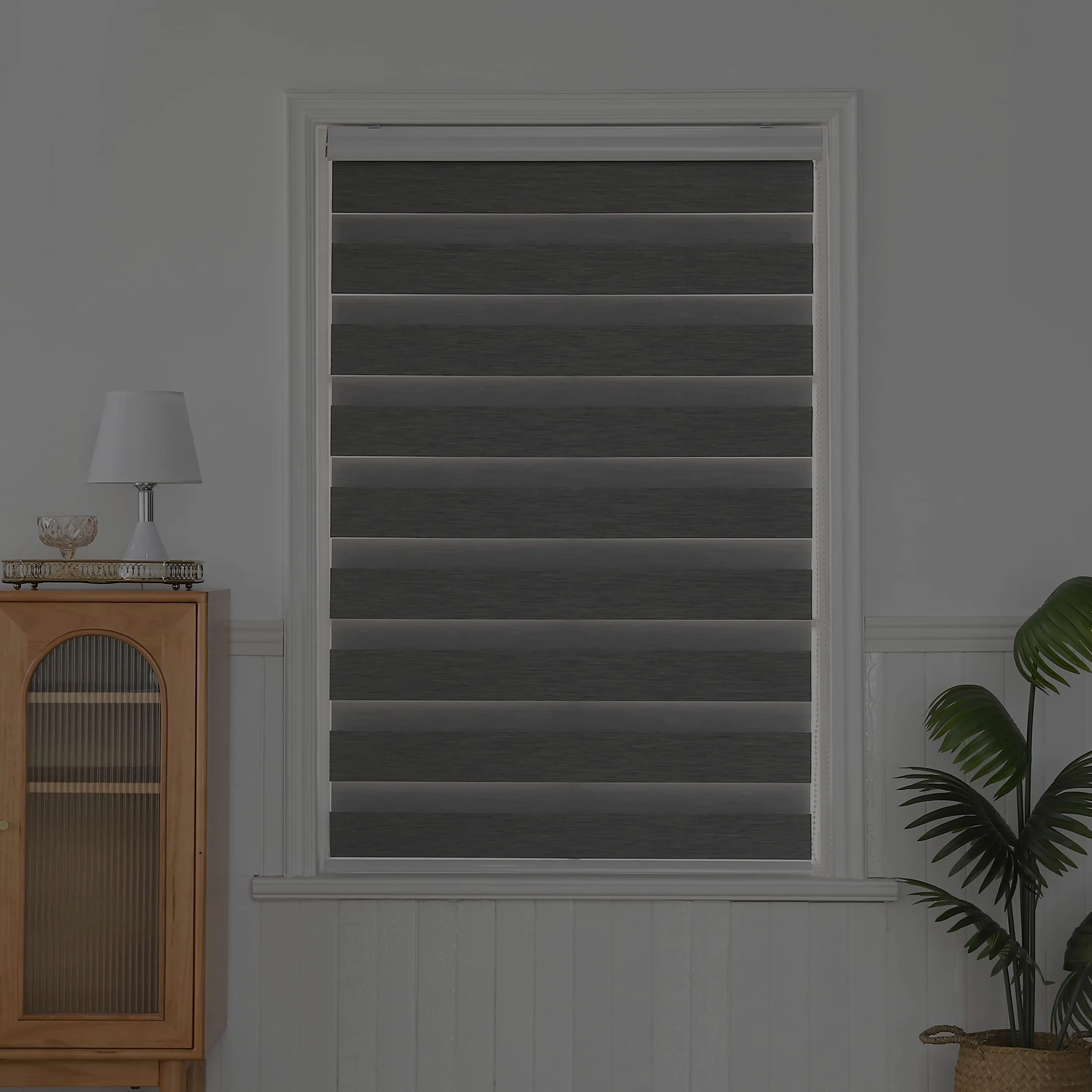 Store Enrouleur zébré Jour Nuit - Rideau occultant pour fenêtre, Porte, fenêtre, Cassette en Aluminium - Rideaux translucides (Gris, 90 x 150 cm)