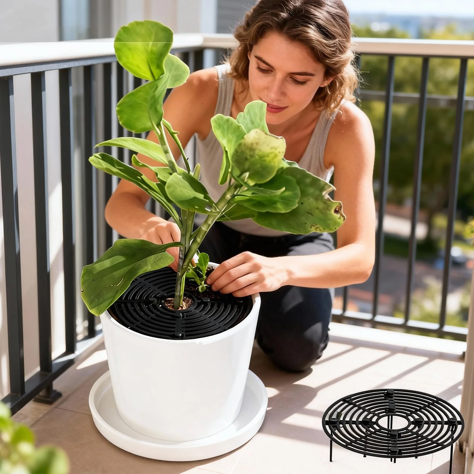 Zimoer Lot de 2 cache-pots de fleurs en plastique noir 30 cm pour chats et bébés
