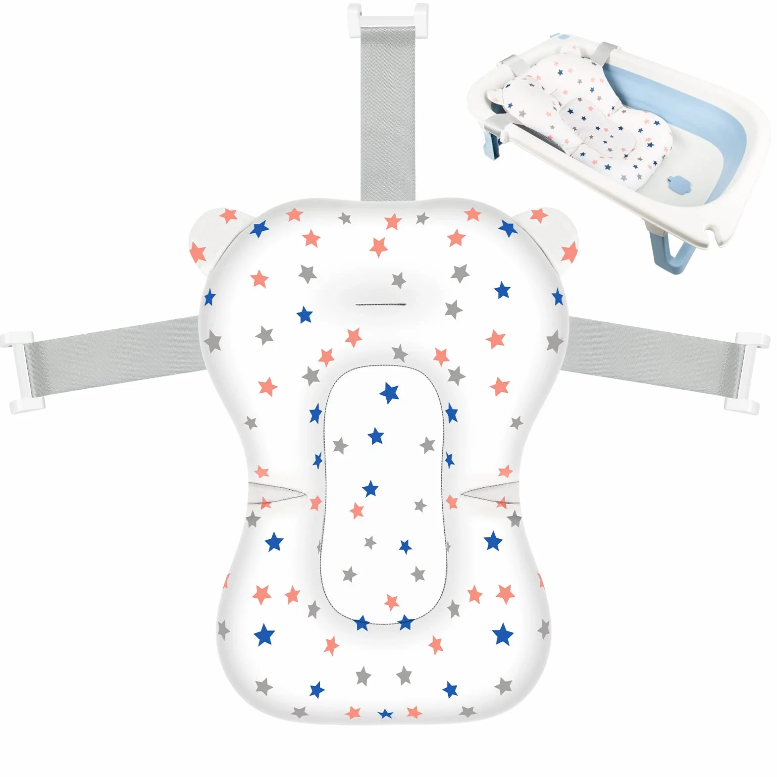 Coussin de Bain Bebe Transat pour Baignoire Siege Matelas Reducteur Baby Hamac Adaptateur Oreiller