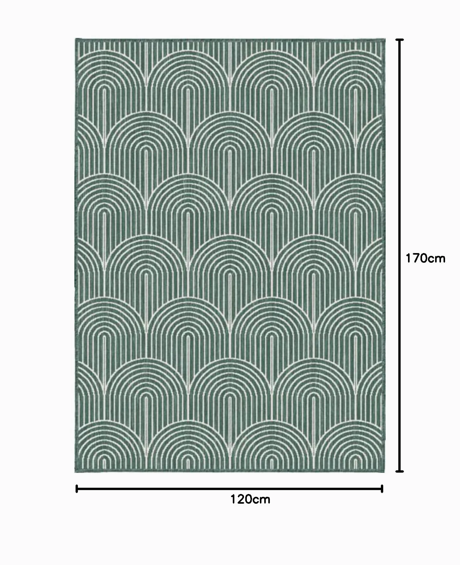 Hanse Home Pangli Tapis d'extérieur résistant aux intempéries, réversible, style scandinave, bohème, imperméable, couleur unie, géométrique, effet 3D, pour jardin, balcon, terrasse, salon, vert, 120 x