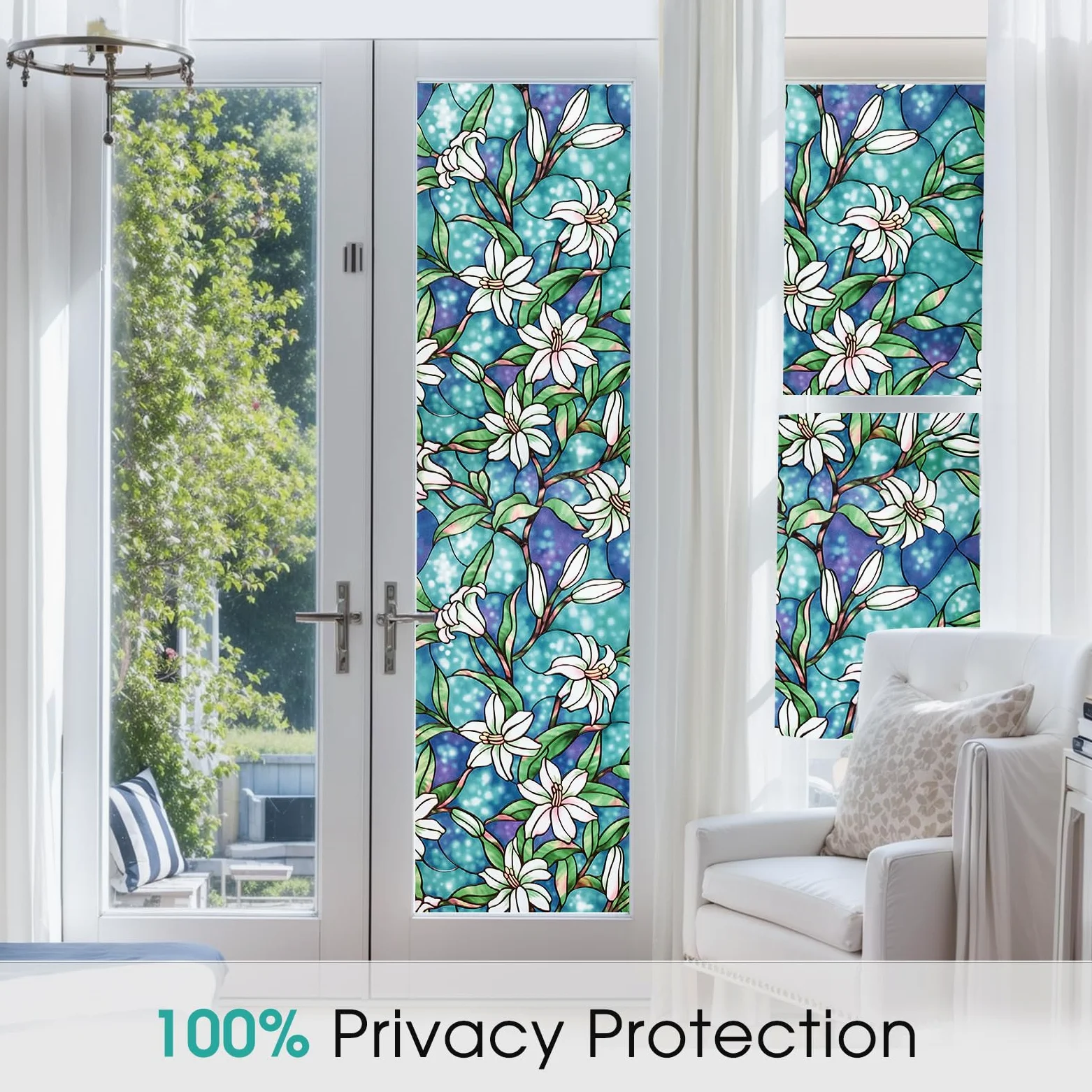 Coavas Film de confidentialité pour fenêtre - Film teinté non adhésif pour fenêtre de salle de bain - Vinyle dépoli - 60 x 200 cm