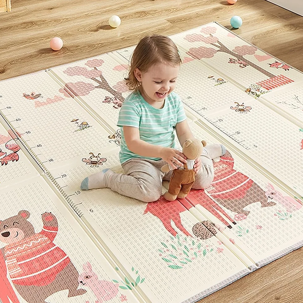 CASABEL Tapis d’Éveil Bébé Évolutif 180×150 cm Pliable Imperméable Épais Motifs Forêt