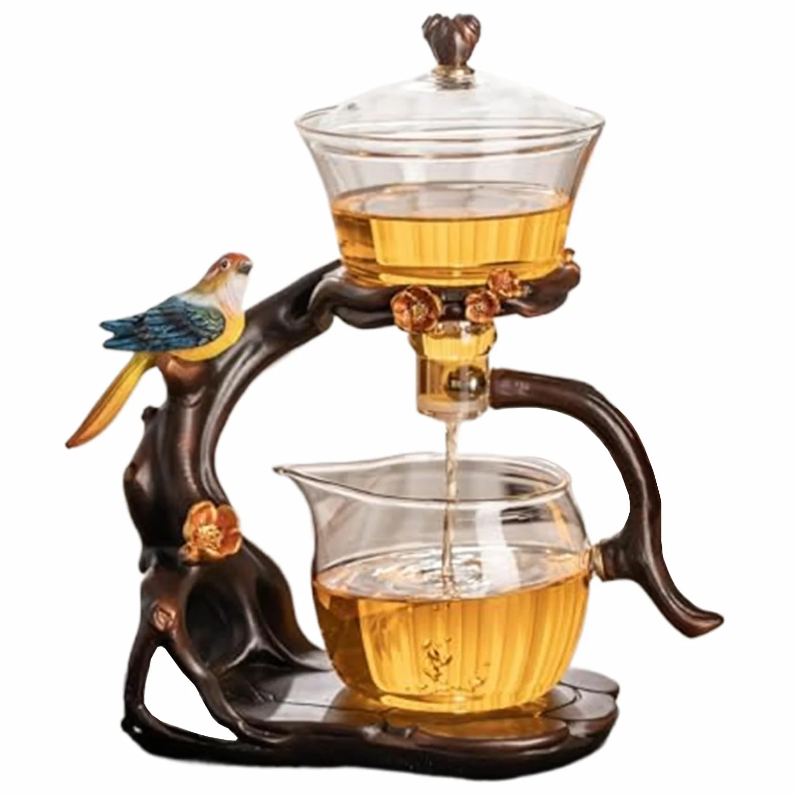 Ensemble de thé MAGNÉTIQUE KUN, théière en verre semi-automatique avec infuseur, 300 ml + 460 ml, 7.8x4.9x10.4 cm