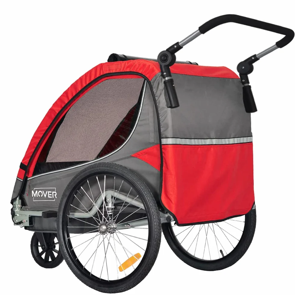 Remorque Vélo Enfants Pliable Tout-Terrain 1 ou 2 Enfants - Chariot de Transport Multifonction (Rouge)