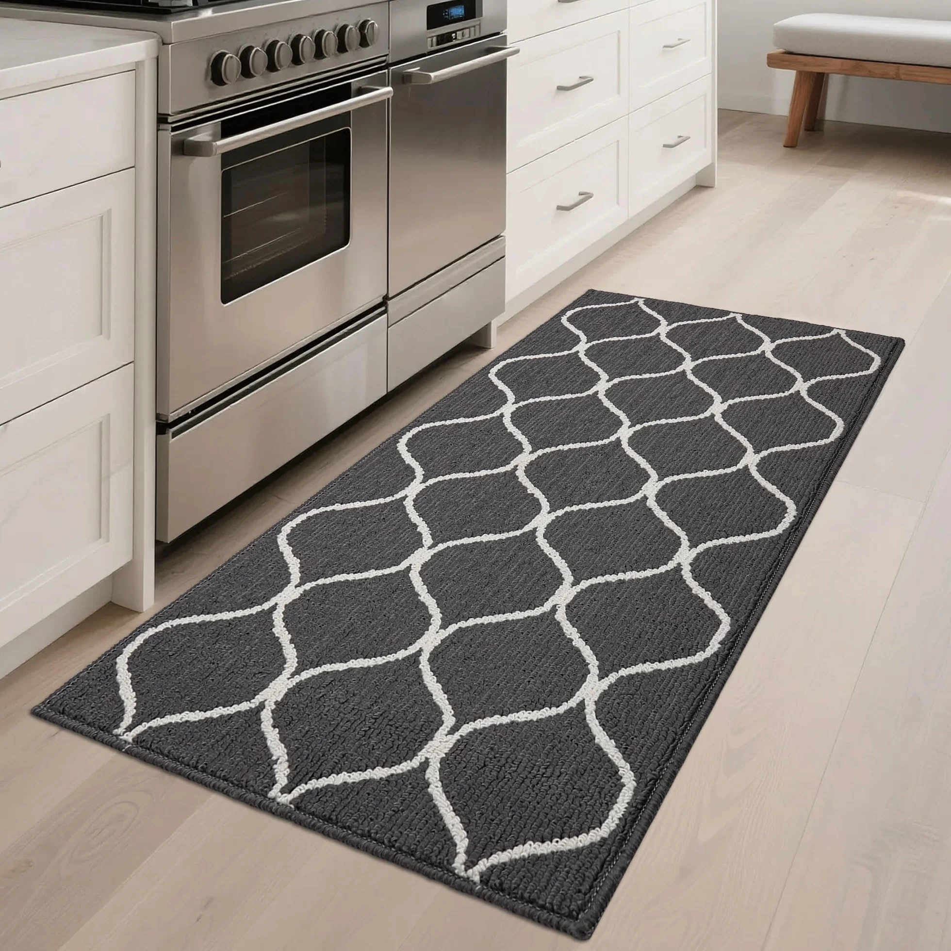 Tapis de Cuisine Antidérapant 60 x 120 cm Devant Evier Gris