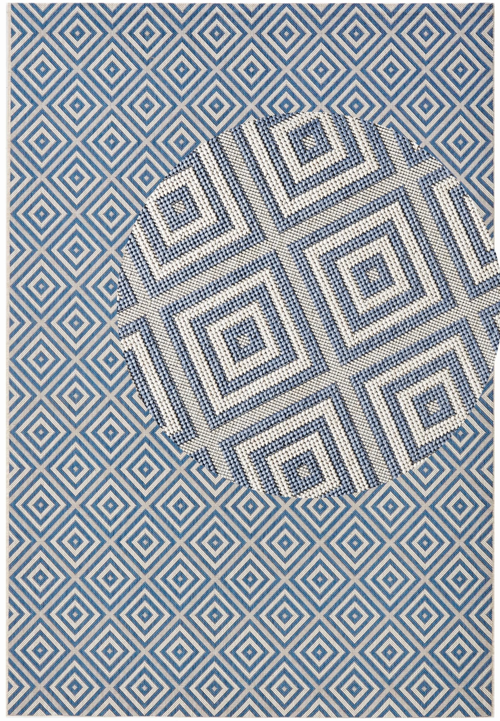 NORTHRUGS Tapis pour l'intérieur et l'extérieur - 140 x 200 cm - Résistant aux intempéries - Moderne - Motif géométrique à carreaux - Pour balcon, terrasse, jardin, jardin d'hiver, salon - Imperméable