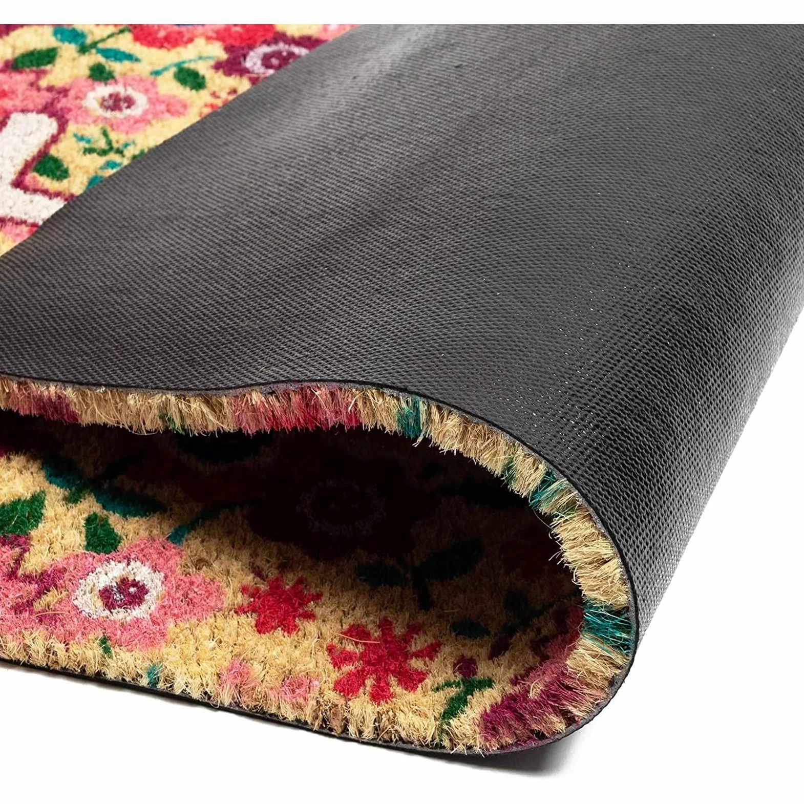 Juvale Paillasson en fibre de coco avec fleurs Motif floral Hello 76,2 x 43,2 cm