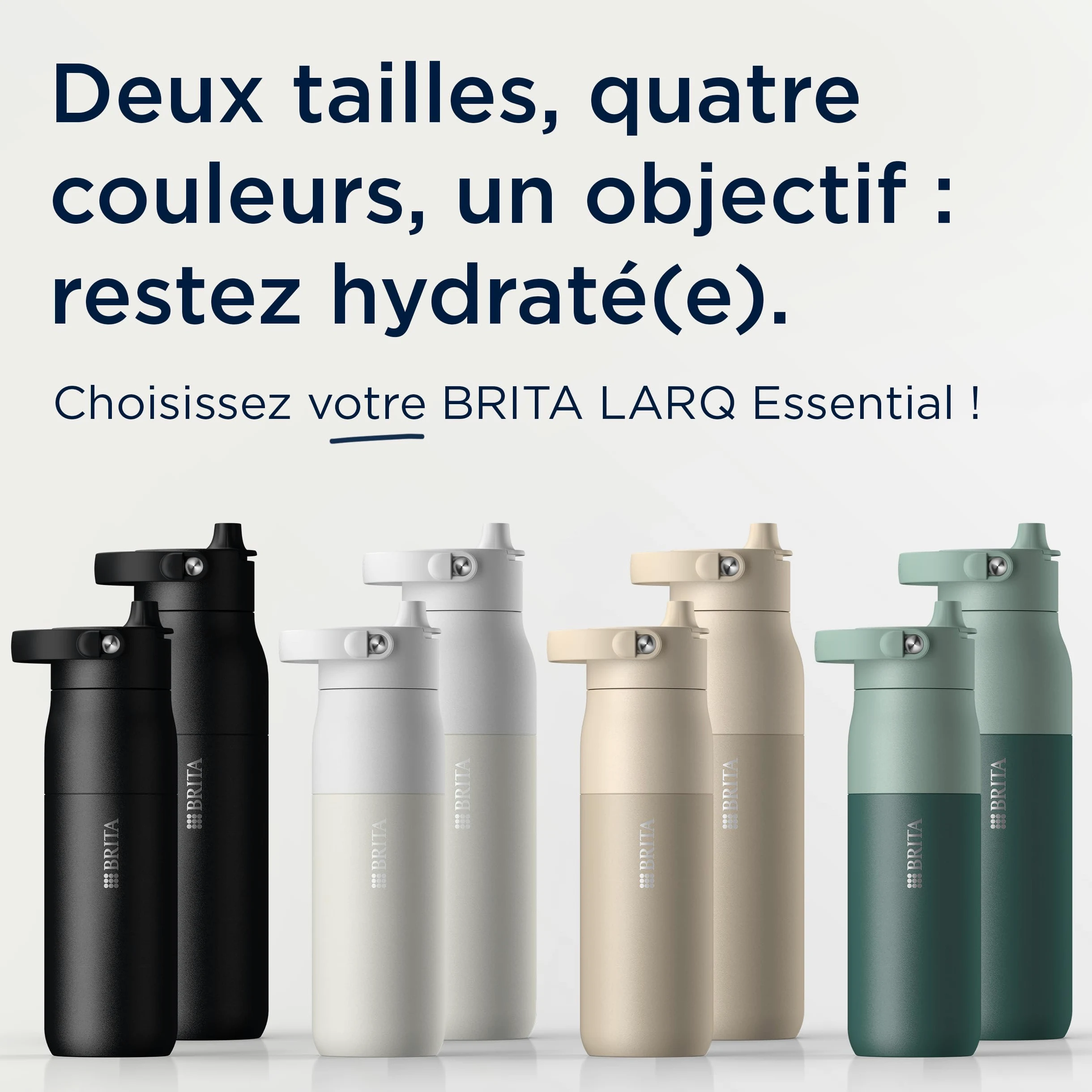 BRITA LARQ Essential gourde isotherme Verte (1000 ml) en acier inoxydable avec paille intégrée, double paroi isolante,(conserve l'eau froide 24h), poignée amovible soft-touch