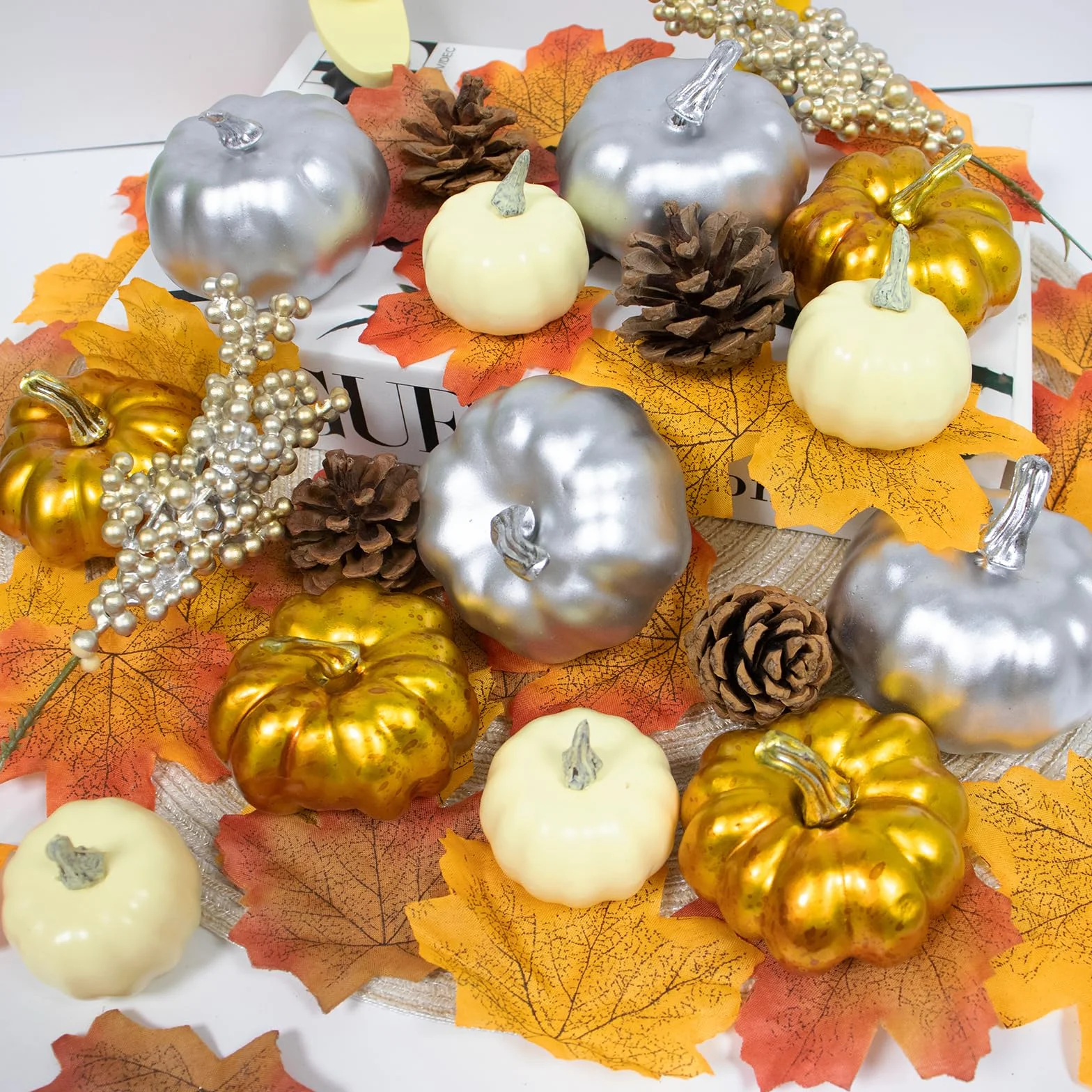 Décoration Automne Halloween Citrouilles Artificielles 68 Pièces