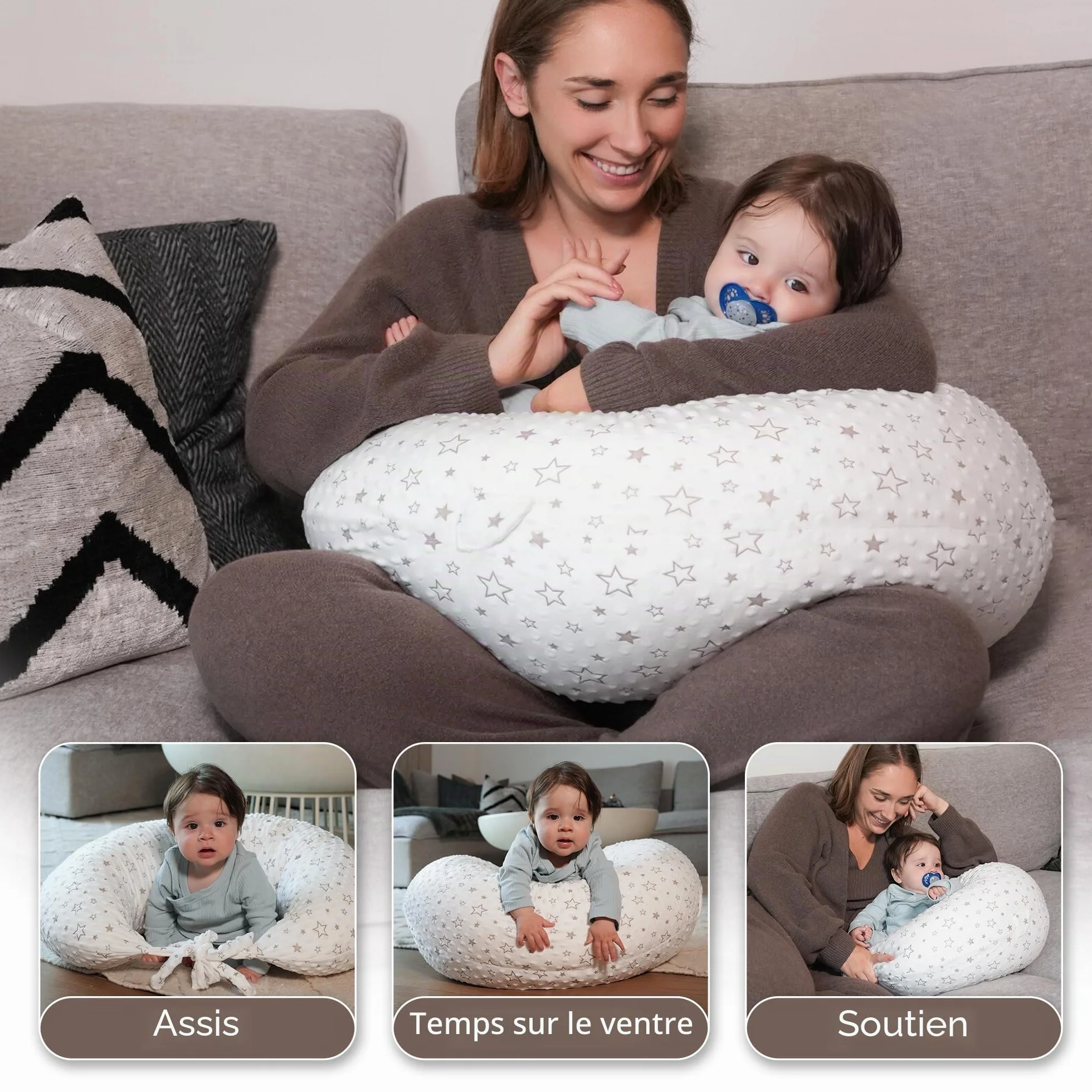 Coussin de Grossesse XXL DancesCat 170cm avec Housse Lavable pour Dormir et Allaiter