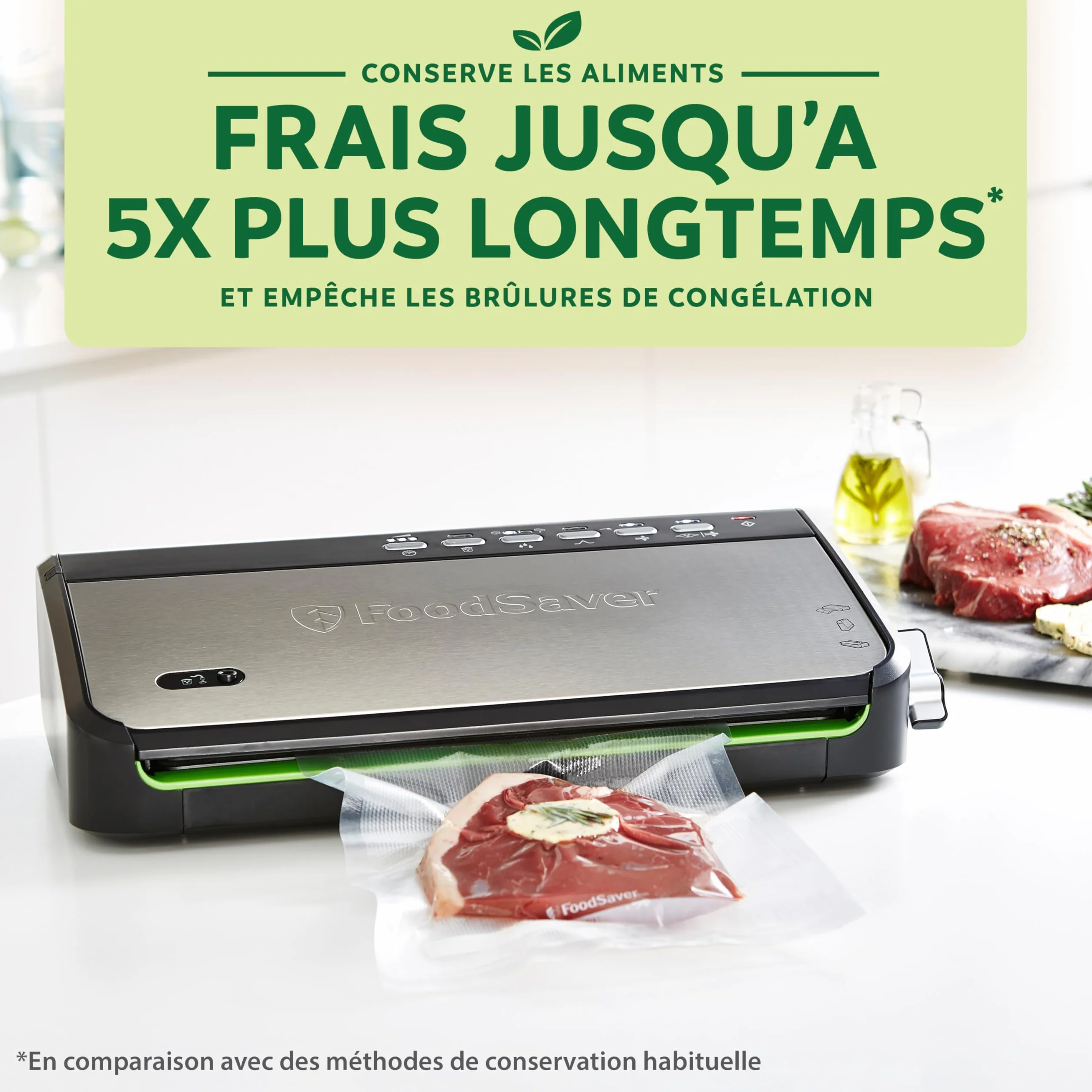 FoodSaver FFS005X Machine sous Vide avec Compartiment Rangement Rouleau Cutter, Pulse Aliments Fragiles, Accessoires Sacs