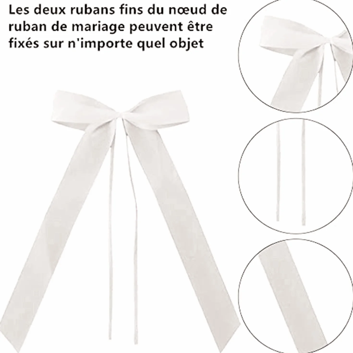 LATRAT 100 Pièces Nœuds Satin Décoration Mariage Ivoire Blanc