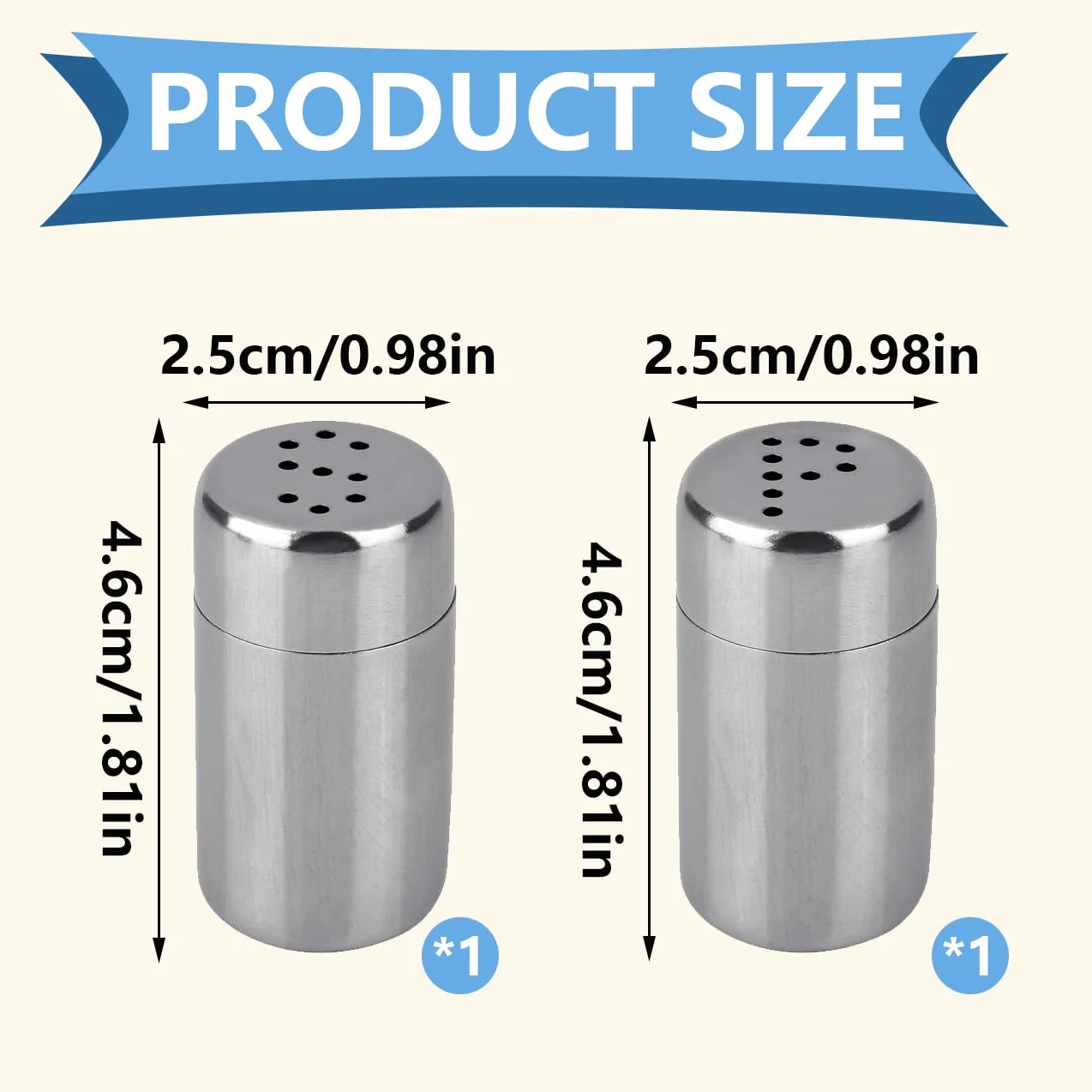 Mini salières et poivrières en acier inoxydable portables avec trou S P pour cuisine voyage camping argent