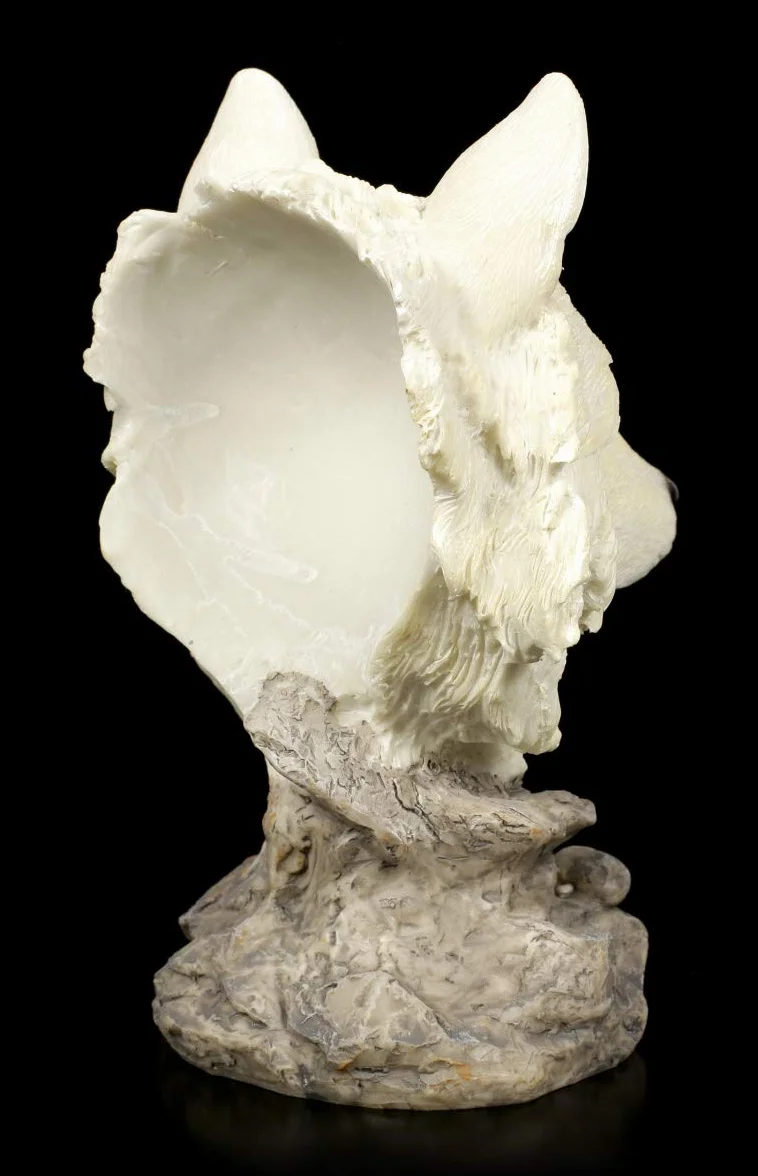 Figurine Décorative Loup Buste - Solitaire Hunter Sculpture Animalière Peint à la Main