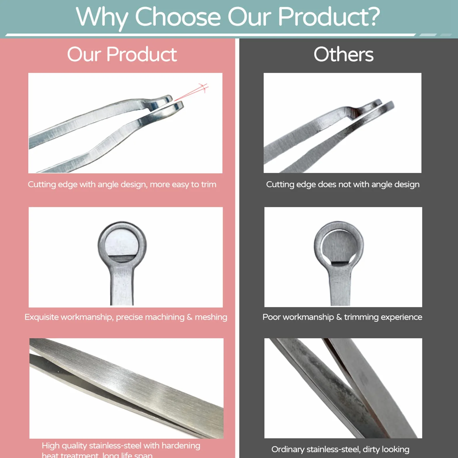 AUSOMTEK Pince à épiler nez oreilles ciseaux toilettage sourcils coupe-cils acier inoxydable tête ronde