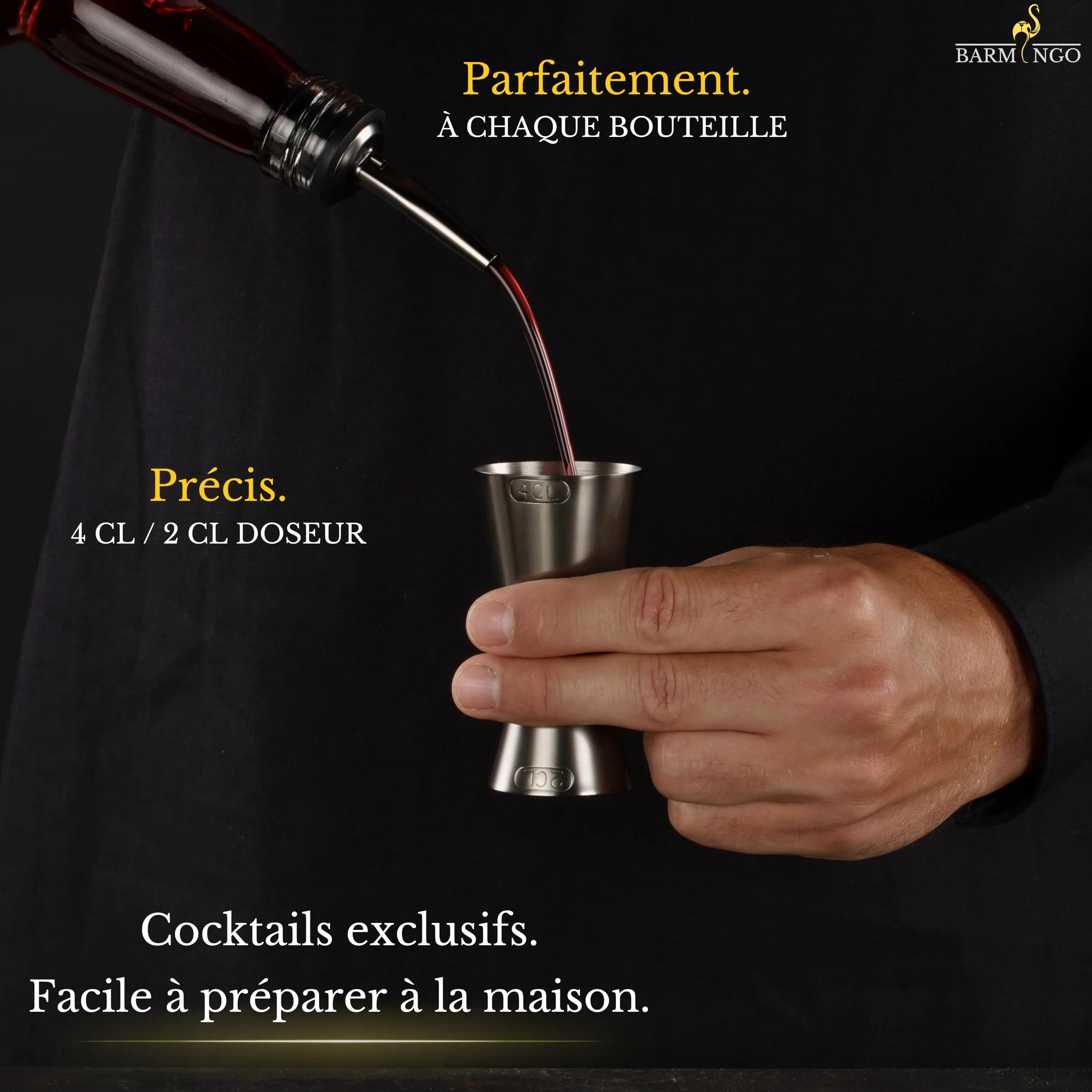 Shaker Cocktail Kit | 5 Pièces, Volume de 500 ML, Noir Métallisé | Shaker Cocktail INOX avec Accessoires de Bar | Set Barman Cocktail Shaker | Kit Cocktail Professionnel