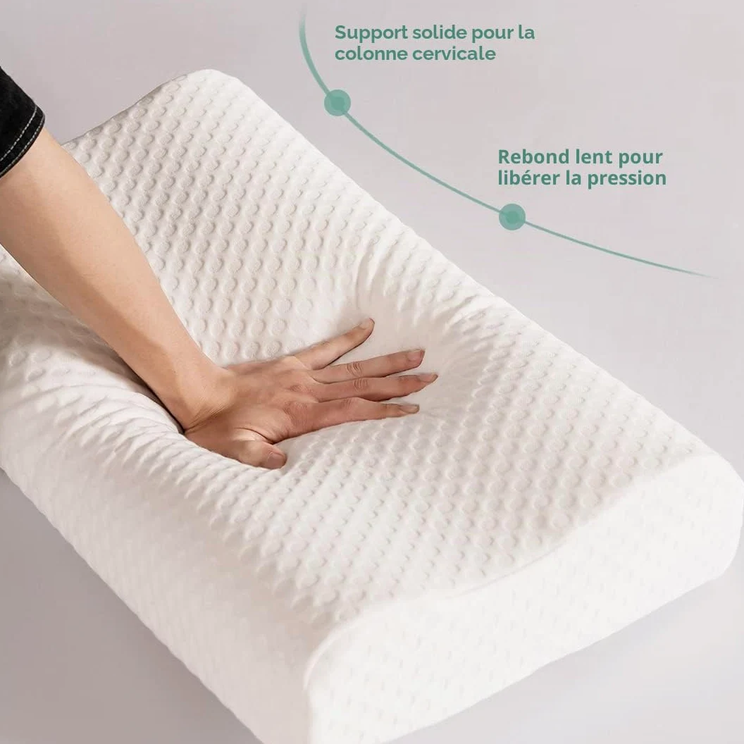 Good Nite Oreiller orthopédique en Mousse à mémoire de Forme pour Le Cou - Sommeil Cervical Doux et Profond - pour Les Personnes Dormant sur Le côté et Le Dos - Housse Lavable - 65 x 35 cm - Taille