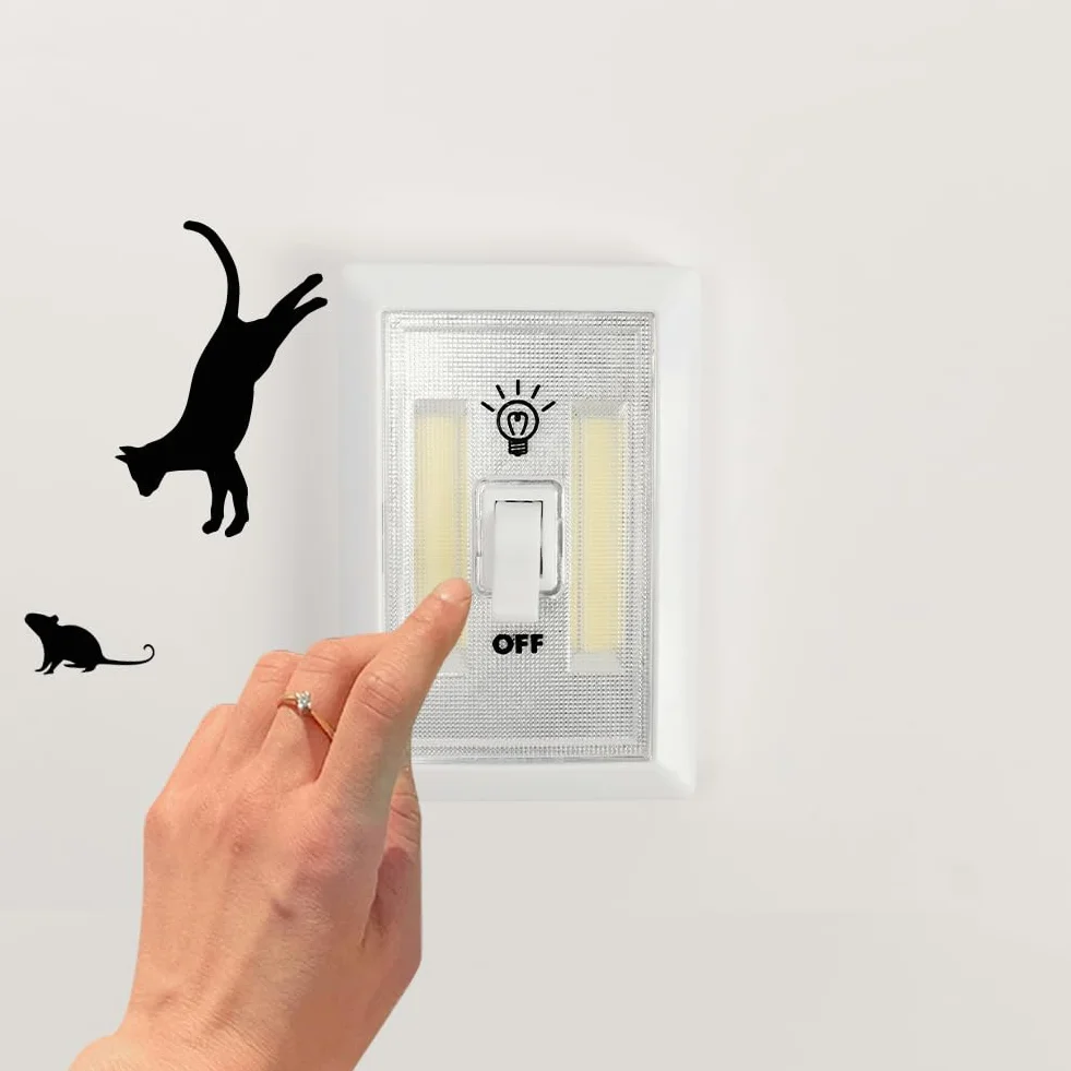 AHANDMAKER Lot de 6 autocollants muraux silhouette chat pour interrupteur prises décoration intérieur