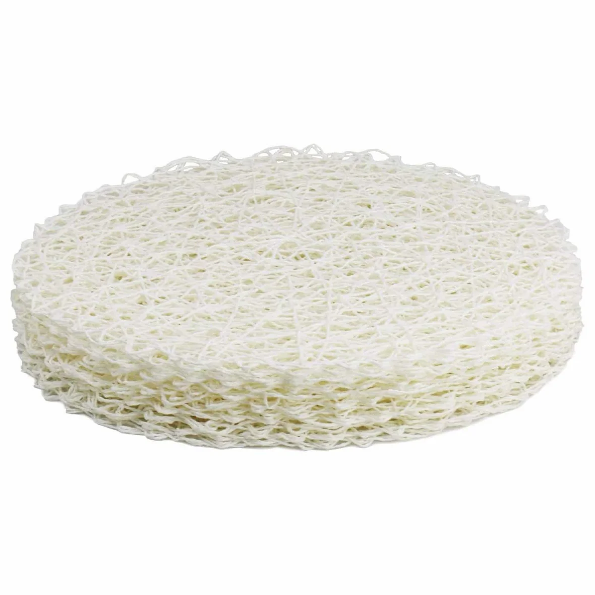 Napperons en Papier Rond Tissé en Fibre de Papier Décoratif Tressé Naturel Tapis de Fêtes Décor 15 Pouces Ensemble de 12 (Blanc)