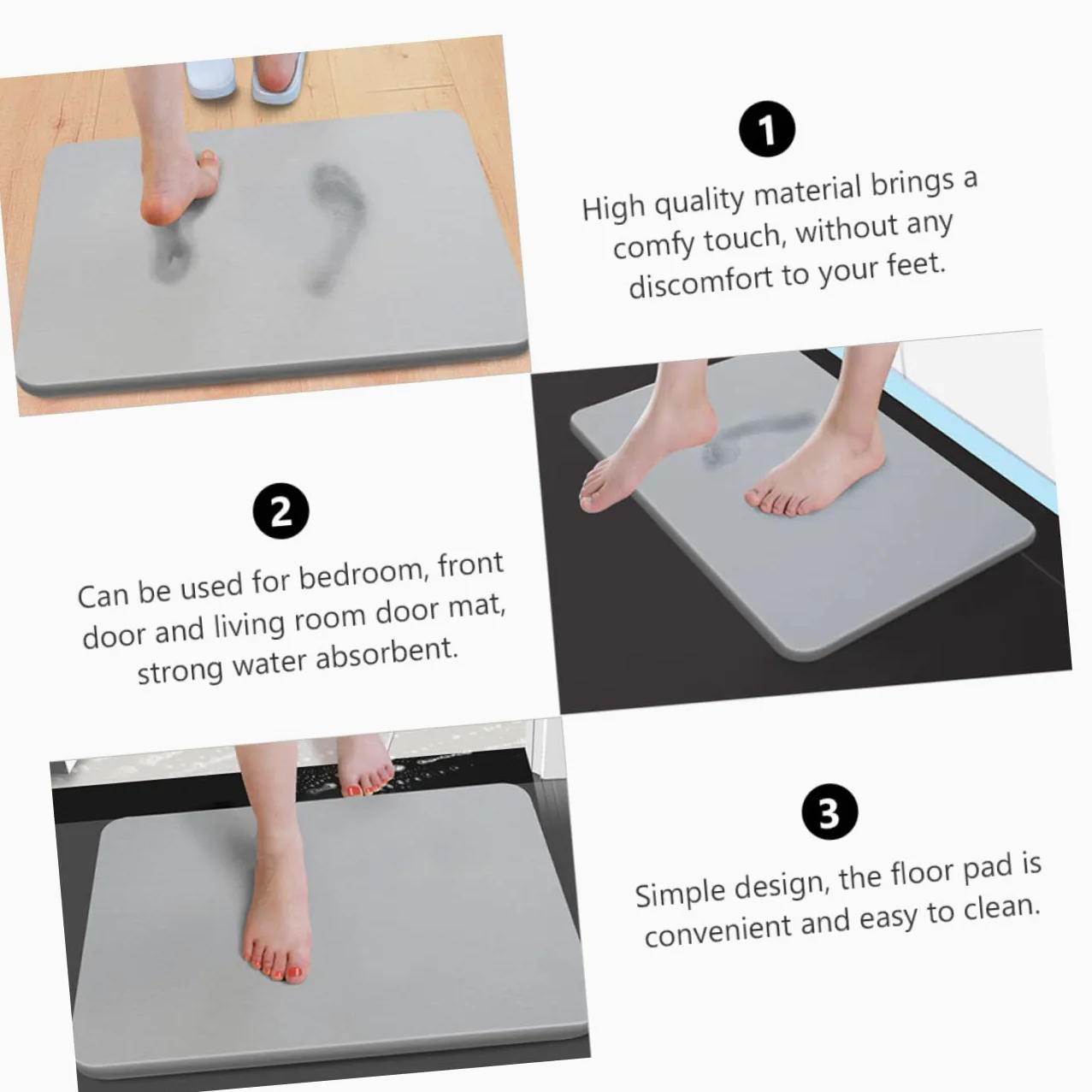 Tapis de Sol Ménager Antidérapant Absorbant en Diatomite | Séchage Rapide, Entretien Facile, Design Simple, Usage Entrée et Pièce D’eau