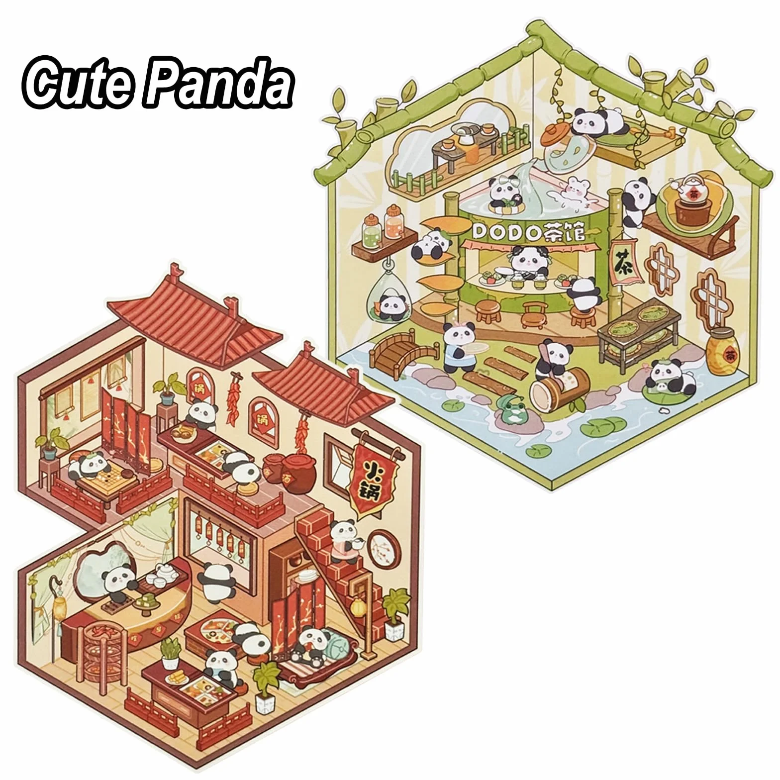 Autocollants 3D Maison Miniature pour Scrapbooking, 5 Sets Stickers Décoratifs DIY, pour Enfants/Adultes