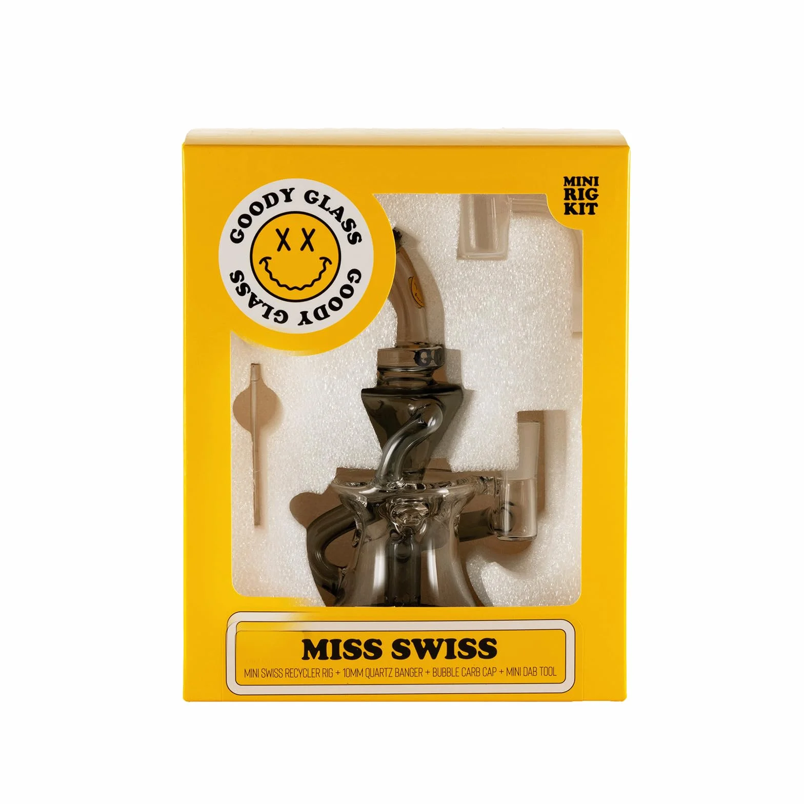 Goody Glass Miss Swiss Mini Dab Rig 4Piece Kit Bong Smoke