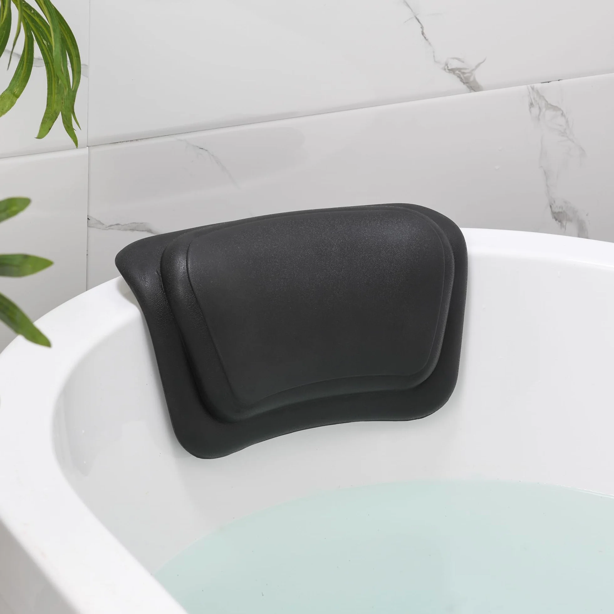 Oreiller de Bain Imperméable Coussin Baignoire Ergonomique Ventouses Antidérapantes Confort Cervical Noir