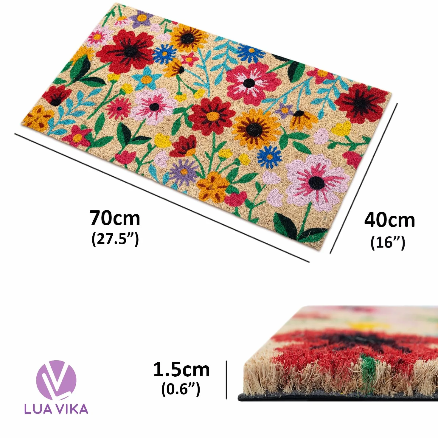 Paillasson Exterieur Botanique 40x70 cm Antidérapant Tapis Coco Original