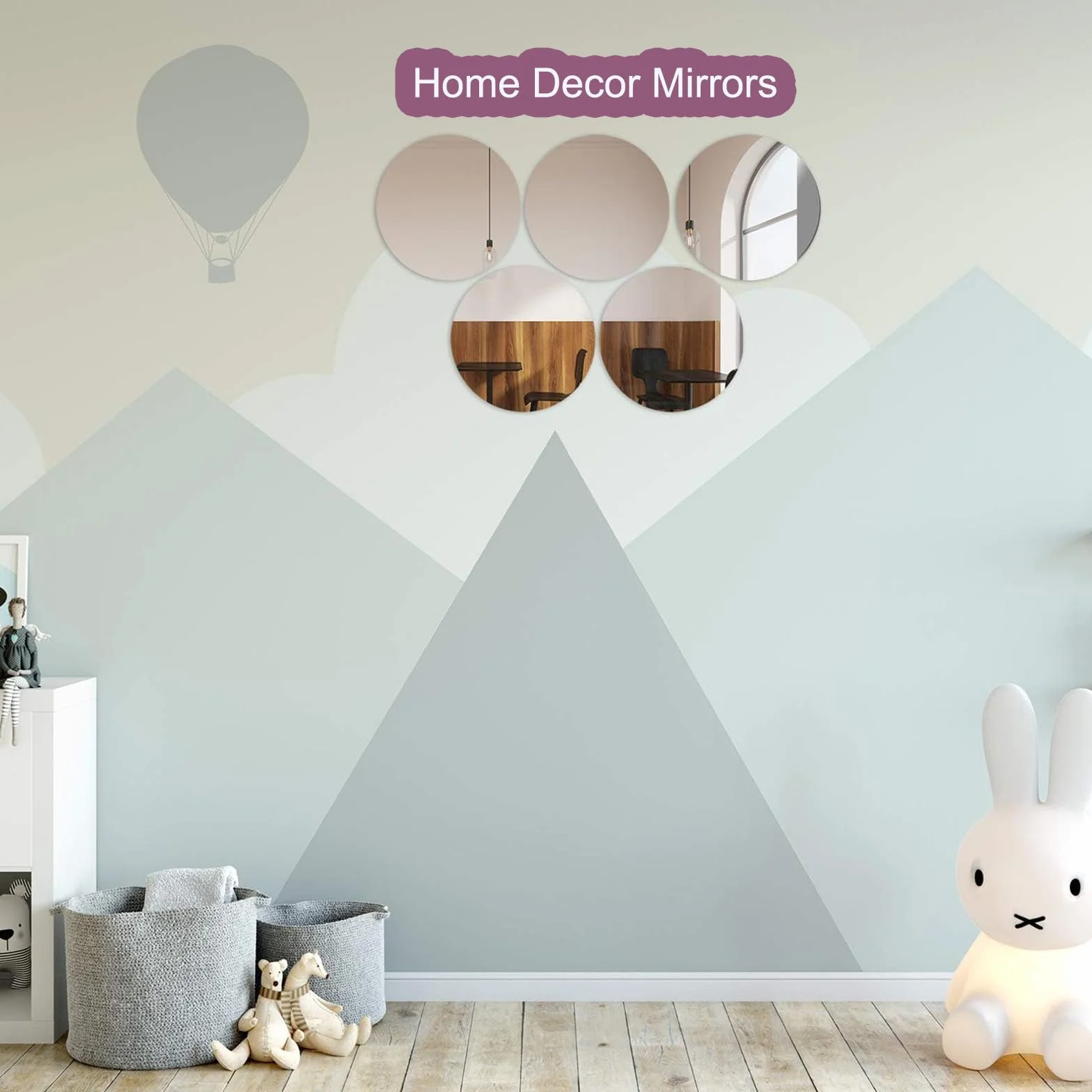 Miroirs Muraux Ronds 24 cm Lot de 2 Adhésif Acrylique HD