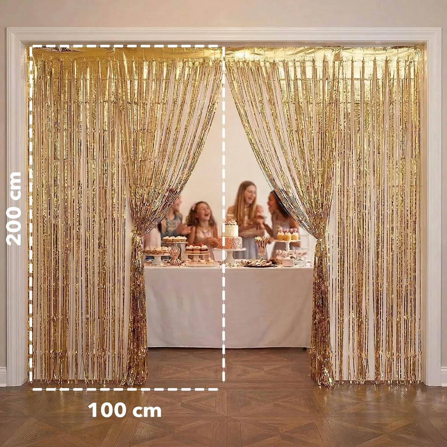 SparkL 2 Rideaux Paillettes Argentées 2m Haut Déco Fête Anniversaire Mariage