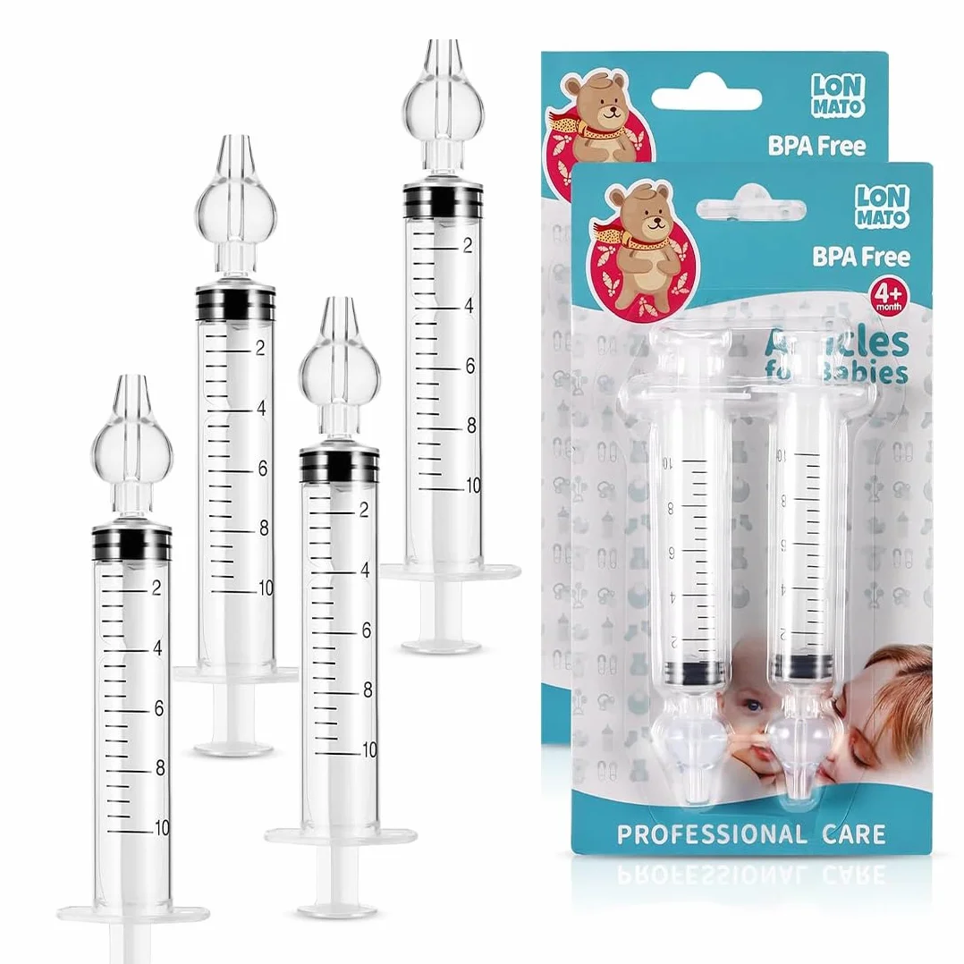 Lot de 4 mouches bébé seringue nasale Nettoyeur de nez Dispositif de rinçage irrigation nasale Sans BPA